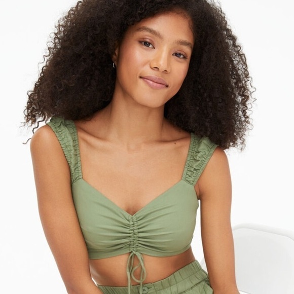 NWT Aeropostale Cinched V-Neck Cropped Tank Top Green Size Small - Picture 6 of 7